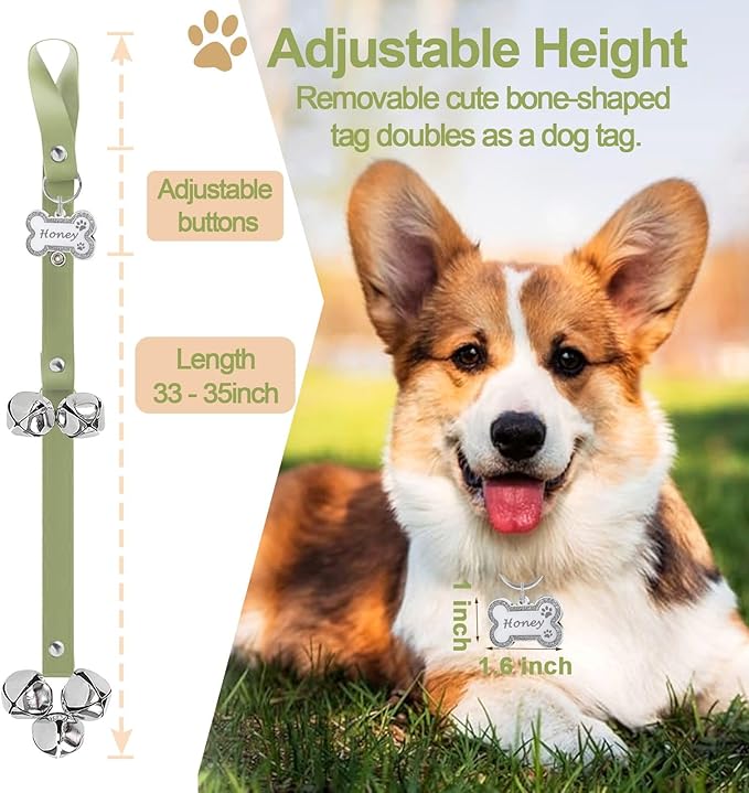 Leather Dog Bells, Puppy Potty Training Bell Dog Doorbell Potty Train Dog Bell - Image 4