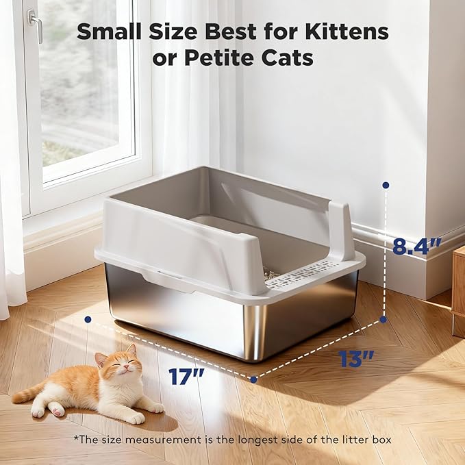 FURTIME 2 Pack Stainless Steel Cat Litter Box - Image 3