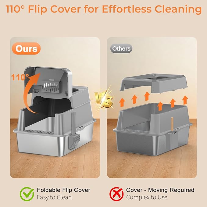 URPOWER Stainless Steel Cat Litter Box - Image 2