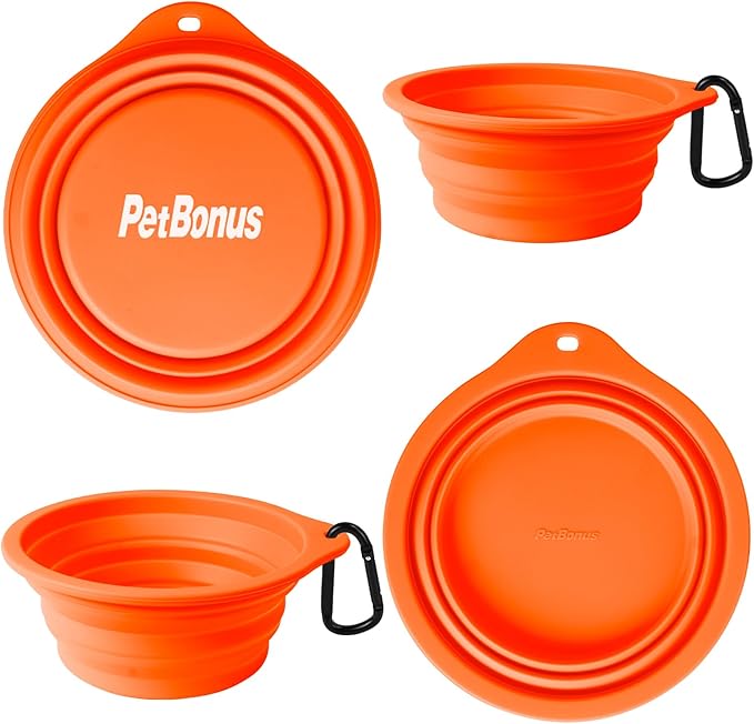 PetBonus 2-Pack Large Silicone Collapsible Dog Bowls, 34oz/1000ml BPA Free - Image 2