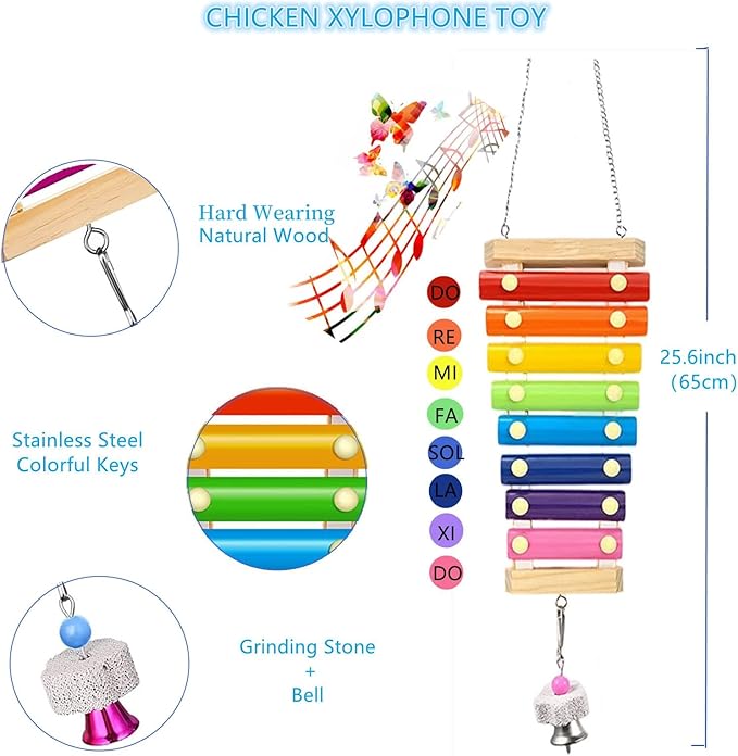 Longer Chain Chicken Toys for Coop Accessories 7PCS, Chicken Swing Ladder Perch - Image 3