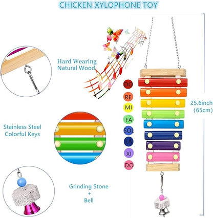 Longer Chain Chicken Toys for Coop Accessories 7PCS, Chicken Swing Ladder Perch - Image 3