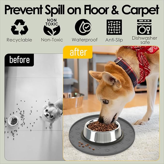 Pet Feeding Mats for Food and Water, Waterproof Anti-Slip Placemats for Dog Cat - Image 2