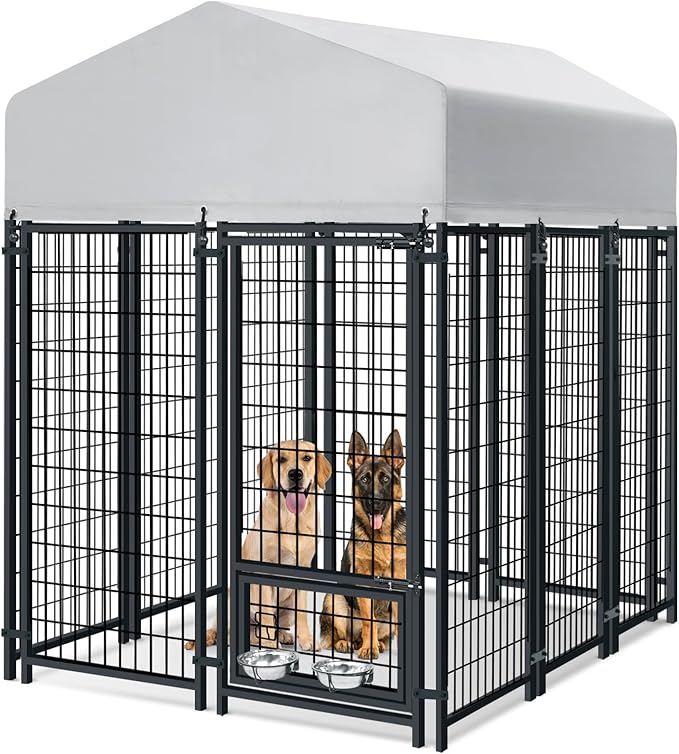 Oranland 6x4x6FT Outdoor Dog Kennel, Heavy Duty Welded Wire Steel Dog Kennel by ProfessionalCageManufacturer