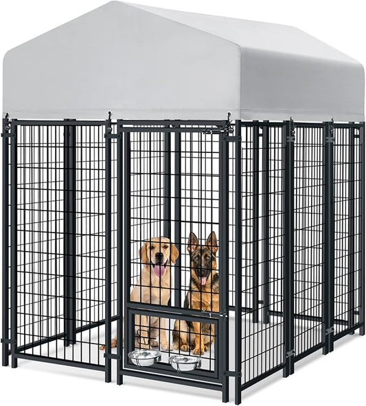 Oranland 6x4x6FT Outdoor Dog Kennel, Heavy Duty Welded Wire Steel Dog Kennel by ProfessionalCageManufacturer