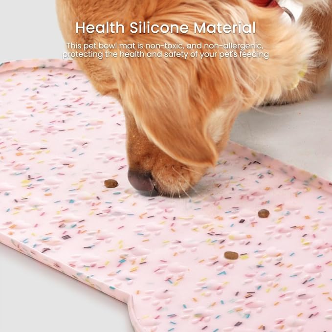 PWTAA Dog Food Mat Anti-Slip Silicone Dog Bowl Mat Thicker Pet Placemat - Image 6