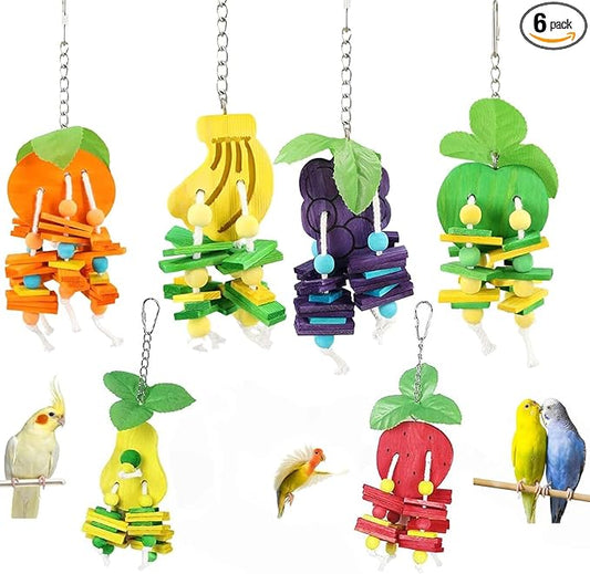 Natural Wood Parrot Toys Set of 6 Pieces by Unknown