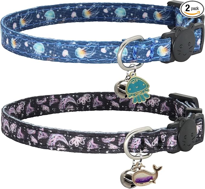 Cat Collar Breakaway, 2 Pack Cotton Kitten Collars by Giecooh