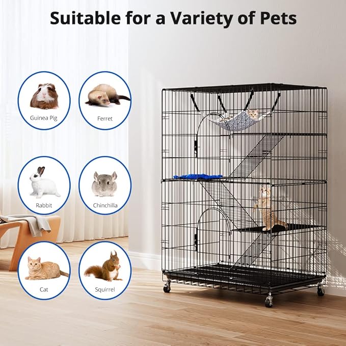 PawGiant 4-Tier Large Cat Cage Playpen, 51-inch Indoor/Outdoor Enclosure - Image 7