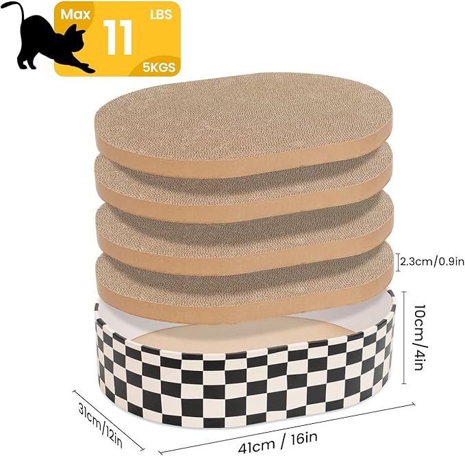 Conlun Cat Scratcher Box with 4 Cat Scratching Board Reversible Scratch Pad - Image 8