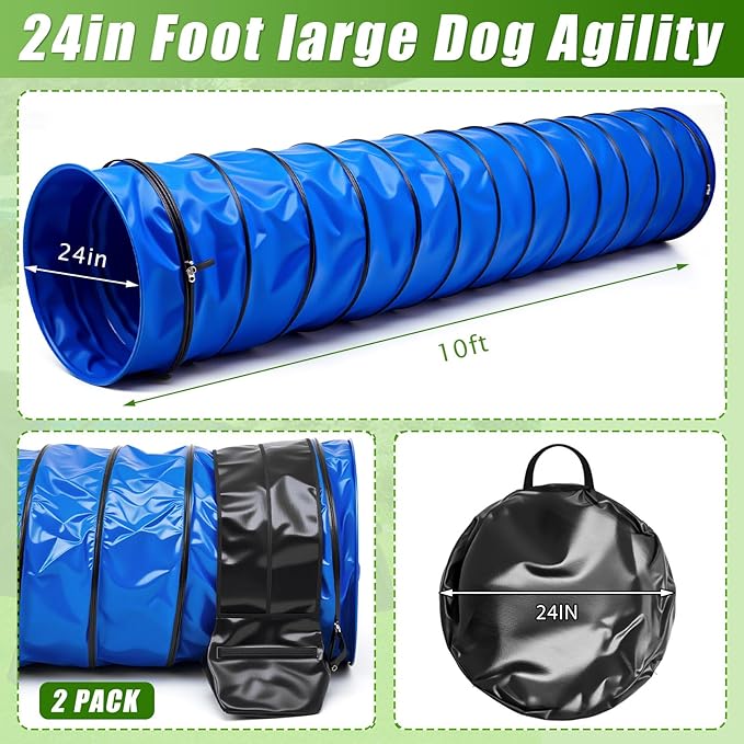 Briwooody 24 in 10 Foot PVC Dog Agility Tunnel - Image 2