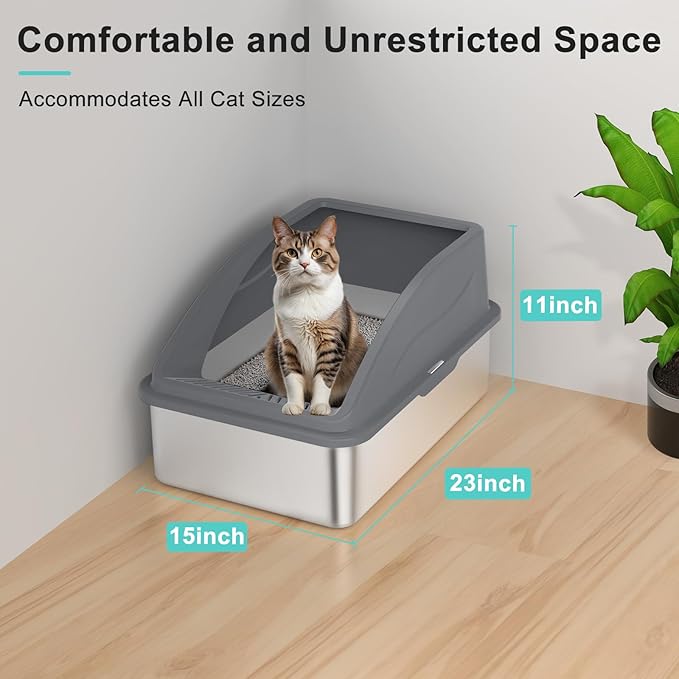 AIPERRO 2 Pack Stainless Steel Litter Box | XL Enclosed Cat Litter Boxes - Image 6