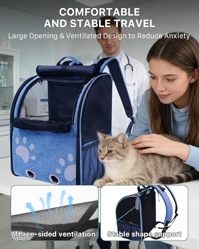 Cat Backpack Carrier, Ventilated Cat Backpack - Image 5