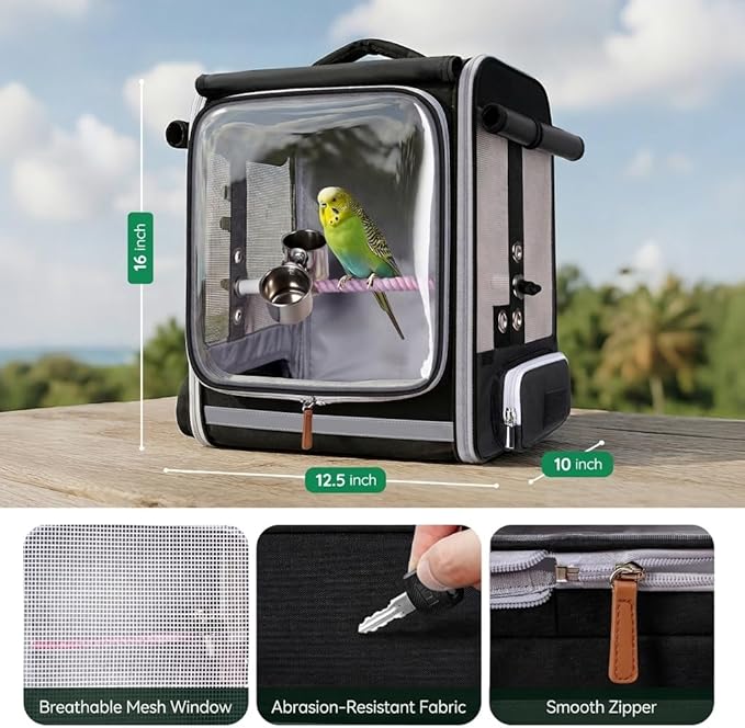 Mancro Bird Carrier Backpack for Small Birds, Bird Backpack - Image 2