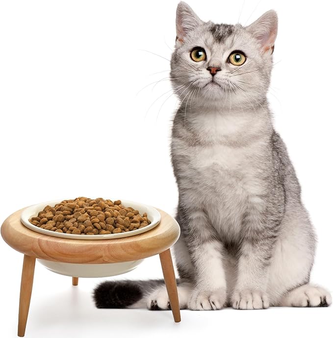 DEAYOU Ceramic Cat Bowl Adjustable, Tilted Elevated Raised Pet Dish, No Spill - Image 3