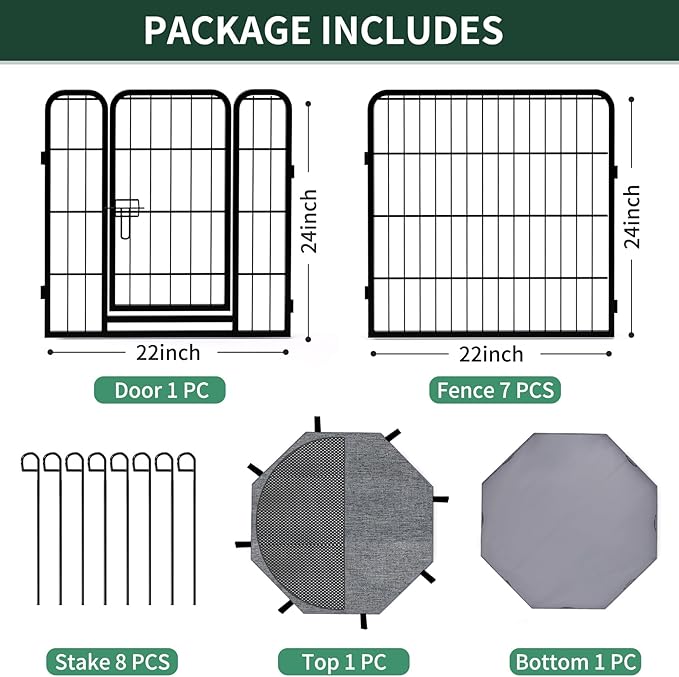 PETIME Dog Playpen, Metal Exercise Puppy Pen Heavy Duty Kennels Yard Fence - Image 5