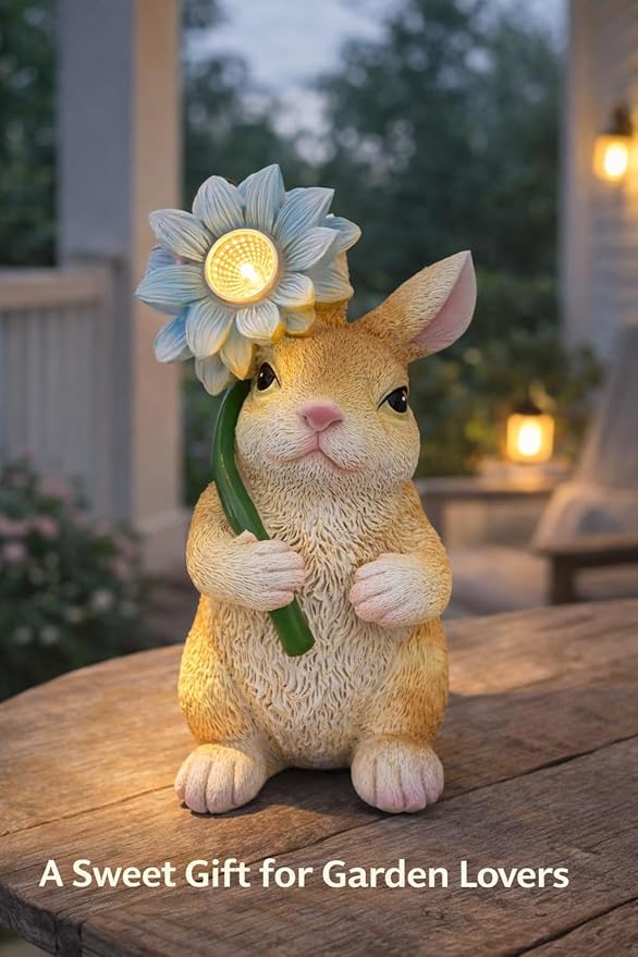 GoGnome Solar Rabbit Garden Statue - Image 8