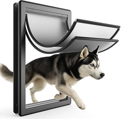 XL Full Enclosed Magnetic Flaps Dog Door, Rustproof Aluminum Alloy Frame by LockOutWorriesLetFreedom