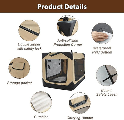 Garnpet Soft Dog Crate for Small Dogs, 4-Door Foldable Collapsible Dog Crate - Image 3
