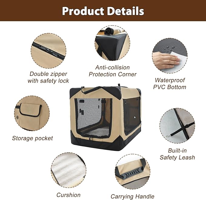 Garnpet 36 Inch Collapsible Soft Dog Crate - Image 2