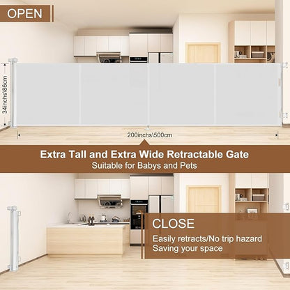 Miumoon 200 inch Retractable Baby Gates 37 inch Tall, Retractable Gate - Image 4