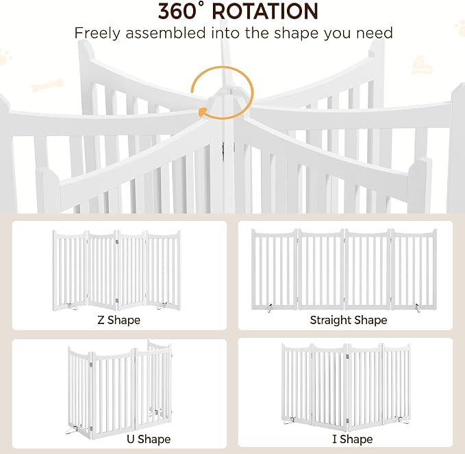 Yaheetech 36" H Extra Tall Freestanding Pet Gate 4-Panel Wooden Dog Fence - Image 7