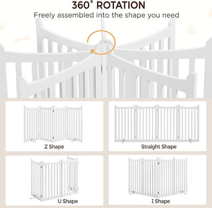 Yaheetech 36" H Extra Tall Freestanding Pet Gate 4-Panel Wooden Dog Fence - Image 7
