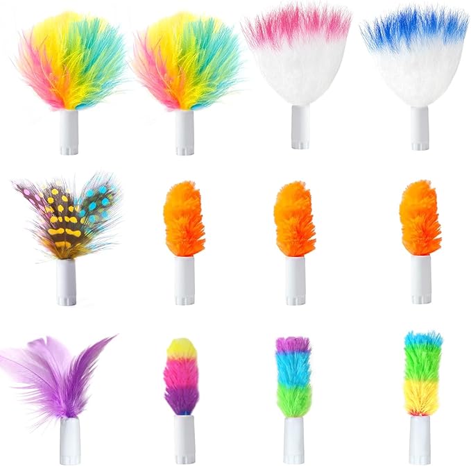 ORSDA 12Pcs Feathers Replacement and Soft Furry Accessories ONLY Fits Cat Toys by ORSDA