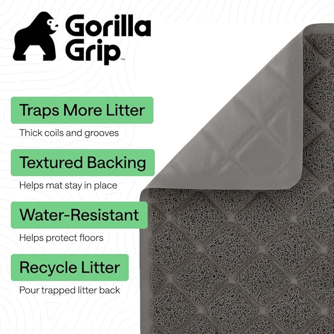 GORILLA GRIP Cat Litter Box Mat, Cushioned Coil Mesh Litter Trapping Mats - Image 2