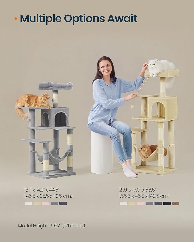 SONGMICS HOME Cat Tree for Indoor Cats, Hammock and Condo - Image 6