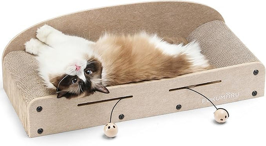 FUKUMARU 26 Inch Cat Scratcher Bed, 2 Reversible Cardboard Cat Scratch Pads by FUKUMARU