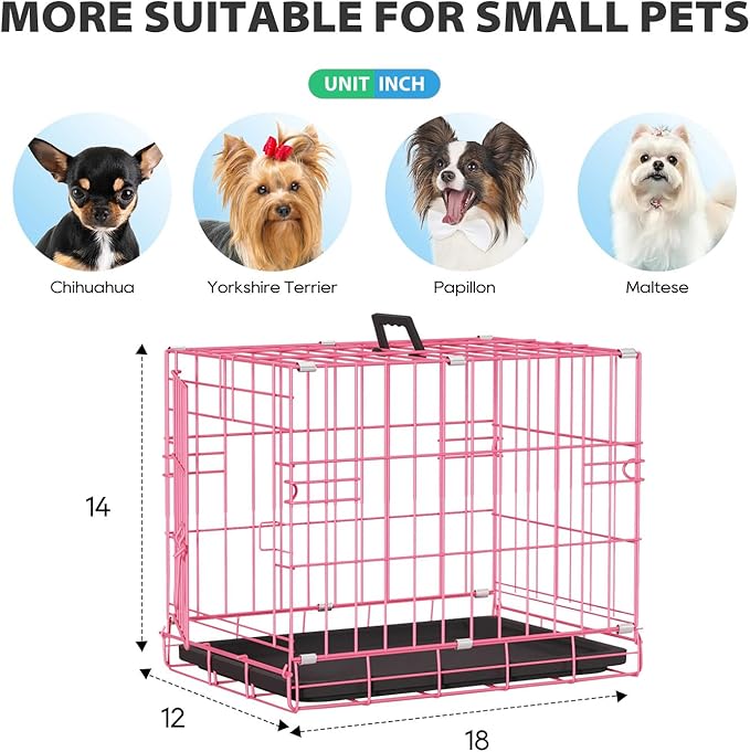 BestPet | Dog Crate | 18" | Pink | Foldable Metal Kennel - Image 7