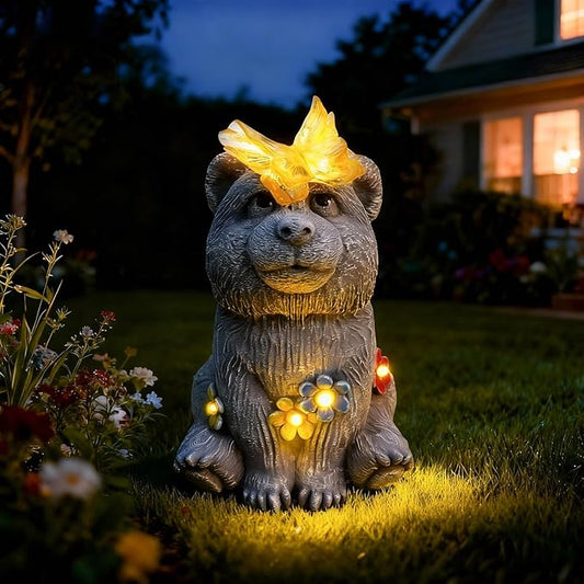 Solar Baby Bear Garden Statue by Loungelore