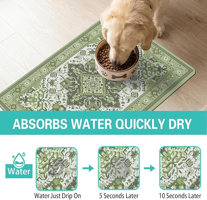 Pet Feeding Mat for Floors Waterproof Dog Mat for Food and Water Absorbent - Image 2
