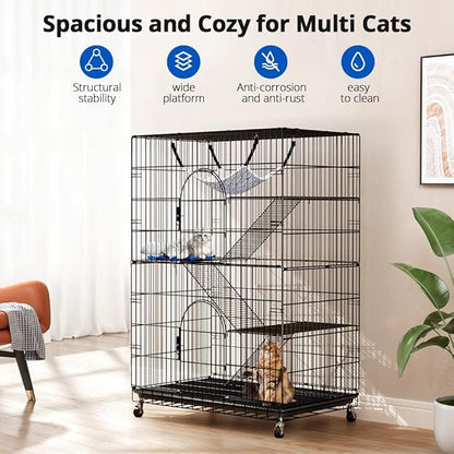 PawGiant 4-Tier Large Cat Cage Playpen, 51-inch Indoor/Outdoor Enclosure - Image 6
