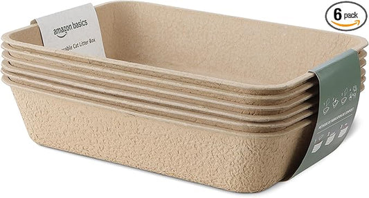 Amazon Basics Disposable Cat Litter Box, Travel & Home, Large 14.4"x18.1" by AmazonBasics