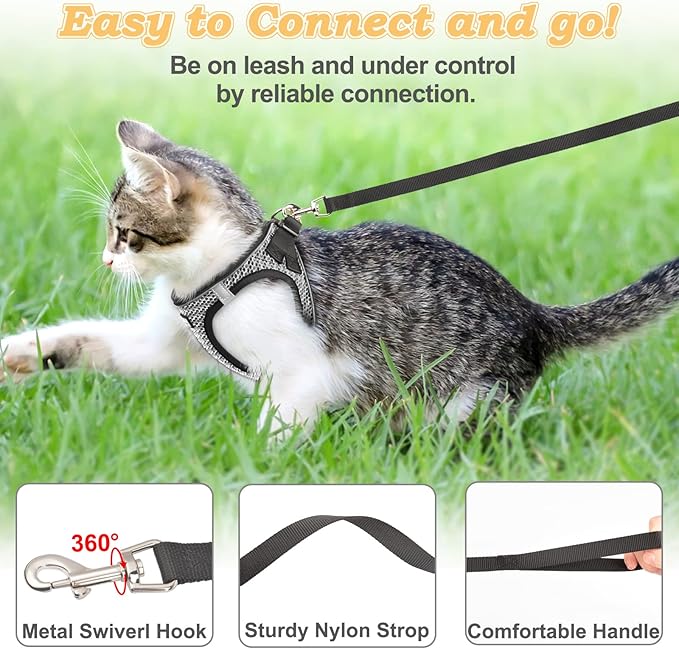 Cat Harness and Leash for Walking Escape Proof, Adjustable Kitten Vest Harness - Image 4