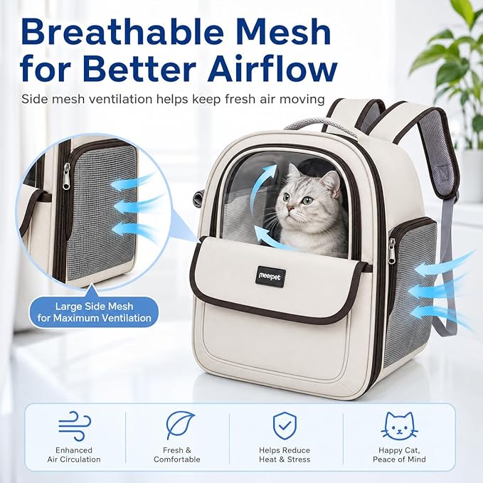 Cat Carrier Backpack for Cats&Small Dogs, Airline Approved TSA Foldable Pet - Image 3