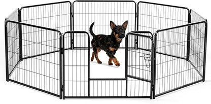 DUMOS Dog Playpen Indoor, Metal 24 Inch 8 Panels Foldable Pet Fence by DumosLifestyle