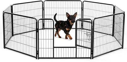 DUMOS Dog Playpen Indoor, Metal 24 Inch 8 Panels Foldable Pet Fence by DumosLifestyle