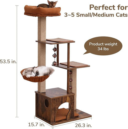 FUKUMARU Cat Tree, 4 in 1 Large Modern Cats Tower - Image 3