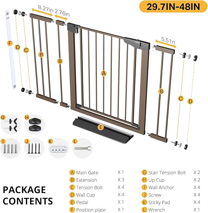 Cumbor 29.7-48" Baby Gate for Stairs, Mom's Choice Awards Winner-Dog Gate for - Image 9