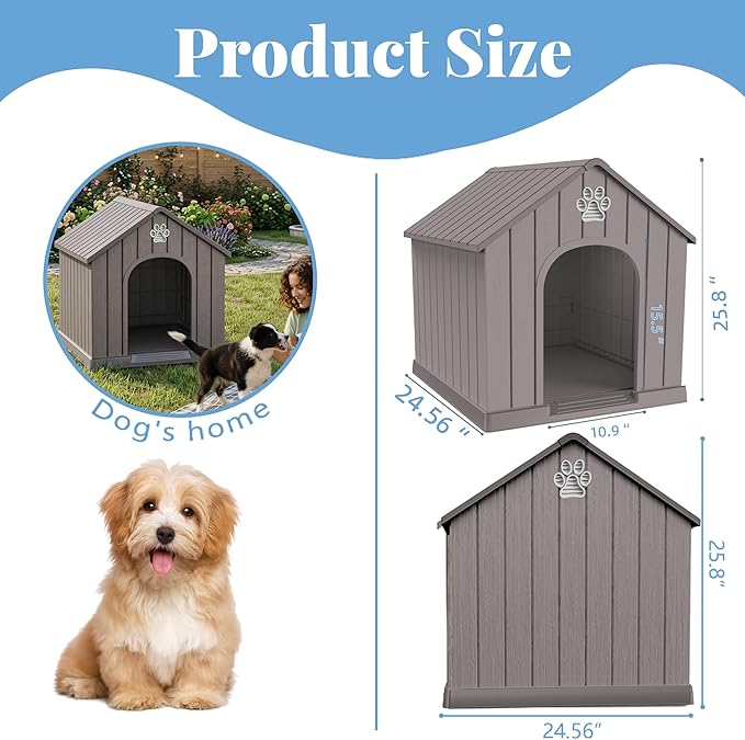 VIXZEN Dog House Indoor Outdoor, Resin Dog House, Sturdy Durable - Image 6