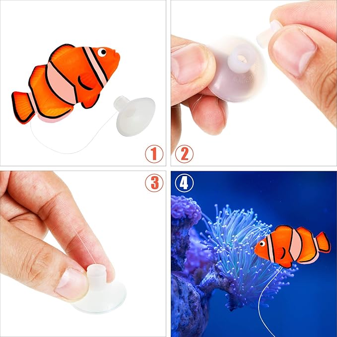 Weewooday 7 Pieces Artificial Fish Colorful Fake Fish Glowing Effect Aquarium - Image 3