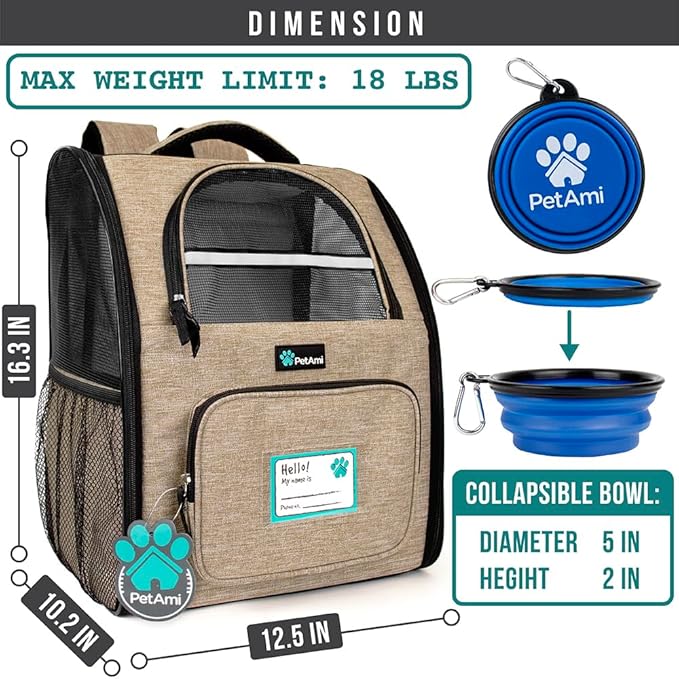 PetAmi Dog Backpack Carrier for Small Medium Dogs Large Cats up to 18 lbs - Image 2
