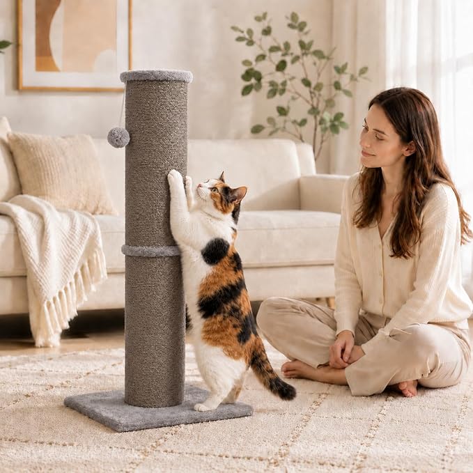 PAWSCRAT Cat Scratching Post 32 Inch High, 5.5 Inch Large Diameter Natural - Image 8
