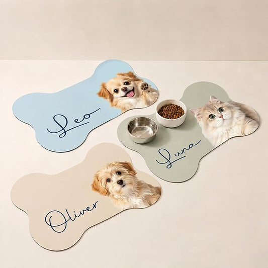 Personalized Dog & Cat Mat for Food & Water Bowls, Custom Pet Food Mat by Unknown