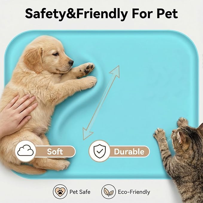 Waterproof Silicone Pet Feeding Mat Blue - Image 6