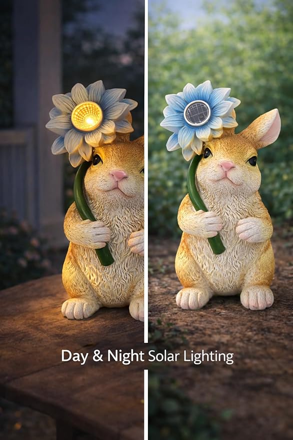 GoGnome Solar Rabbit Garden Statue - Image 3