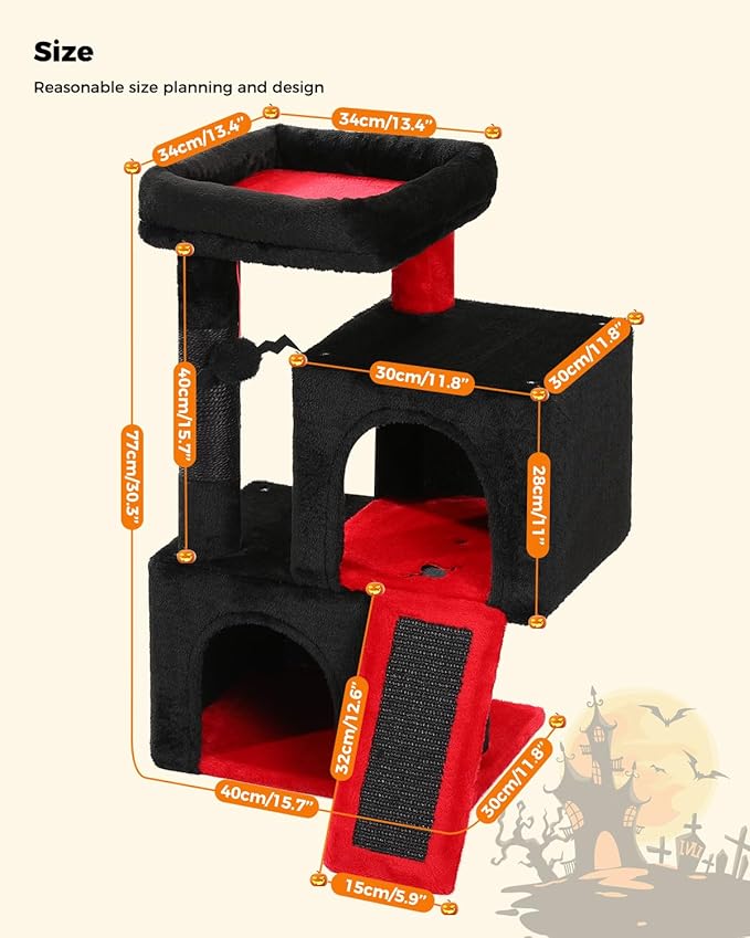 PAWZ Road Gothic Cat Tree, 30 Inches Black Cat Tower - Image 6